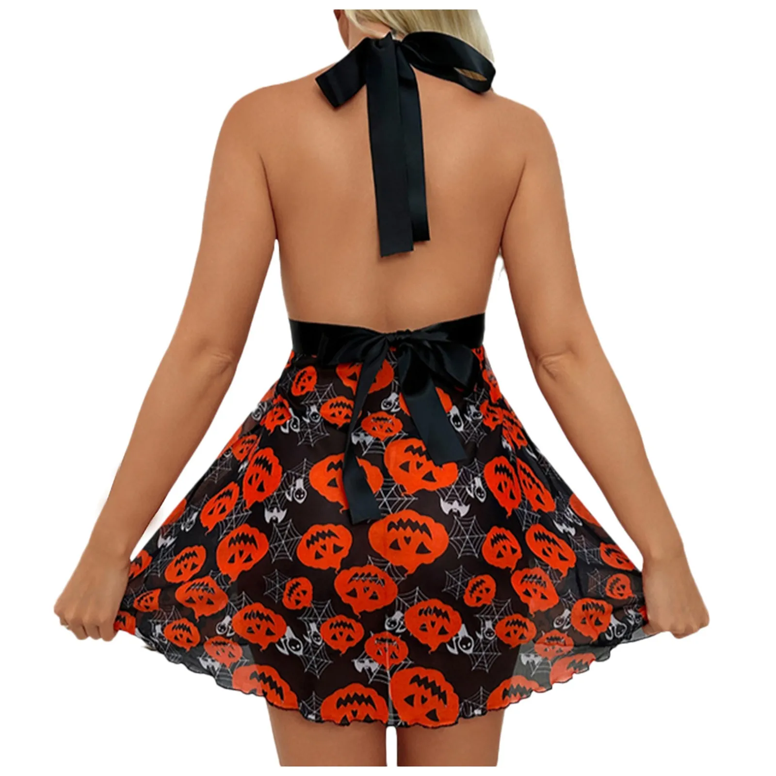 Pumpkin Print Sexy Nightdress For Women