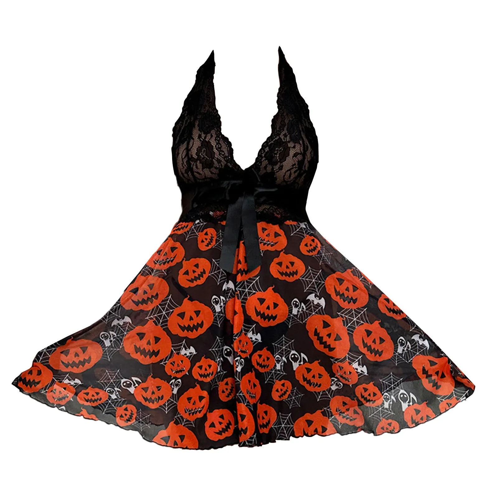 Pumpkin Print Sexy Nightdress For Women