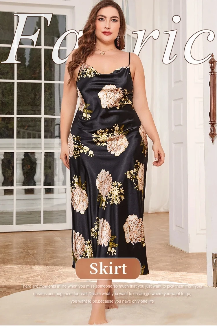 Loose Silky Satin Dressing Gown - Plus Size