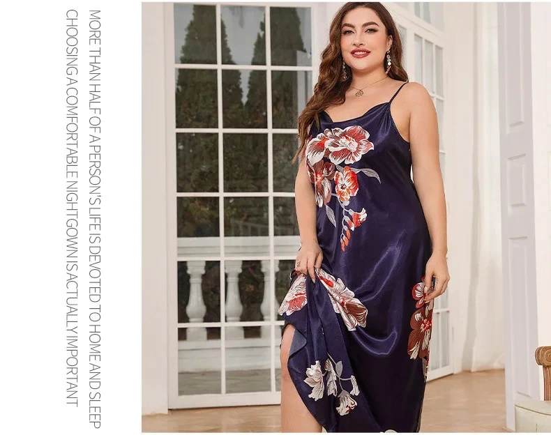 Loose Silky Satin Dressing Gown - Plus Size