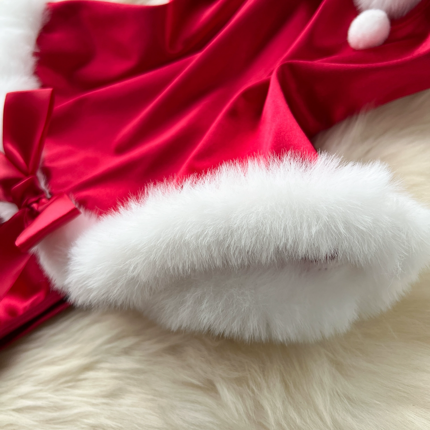 Sexy Christmas Hot Bunny Fur Combination Strappy Rompers
