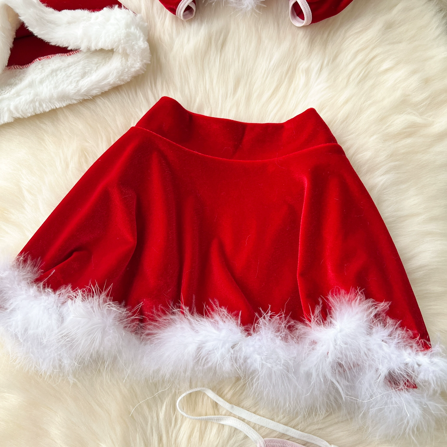 Sexy Camisole A Line Fur Christmas Skirt