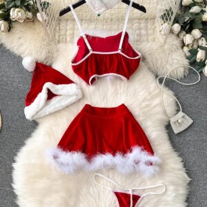 Sexy Camisole A Line Fur Christmas Skirt