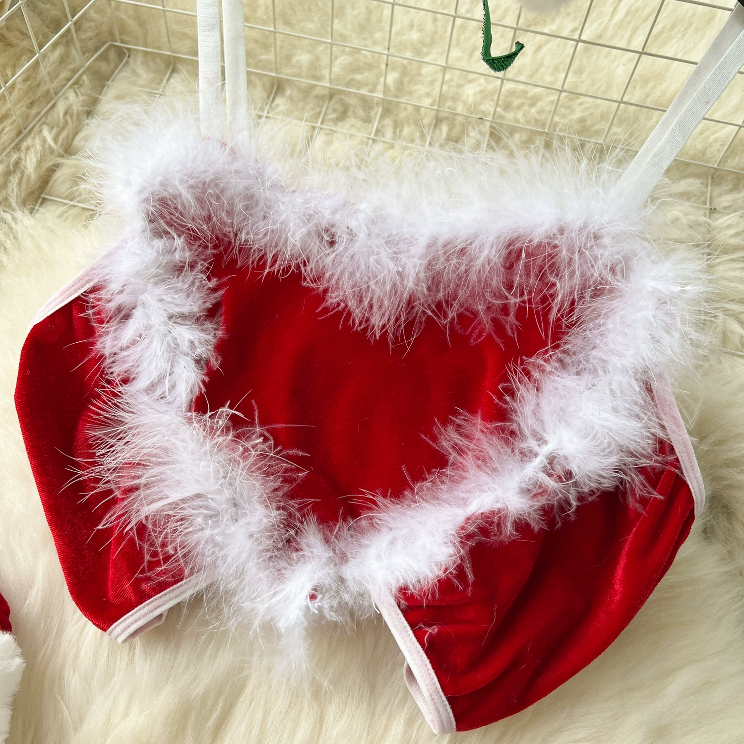 Sexy Camisole A Line Fur Christmas Skirt