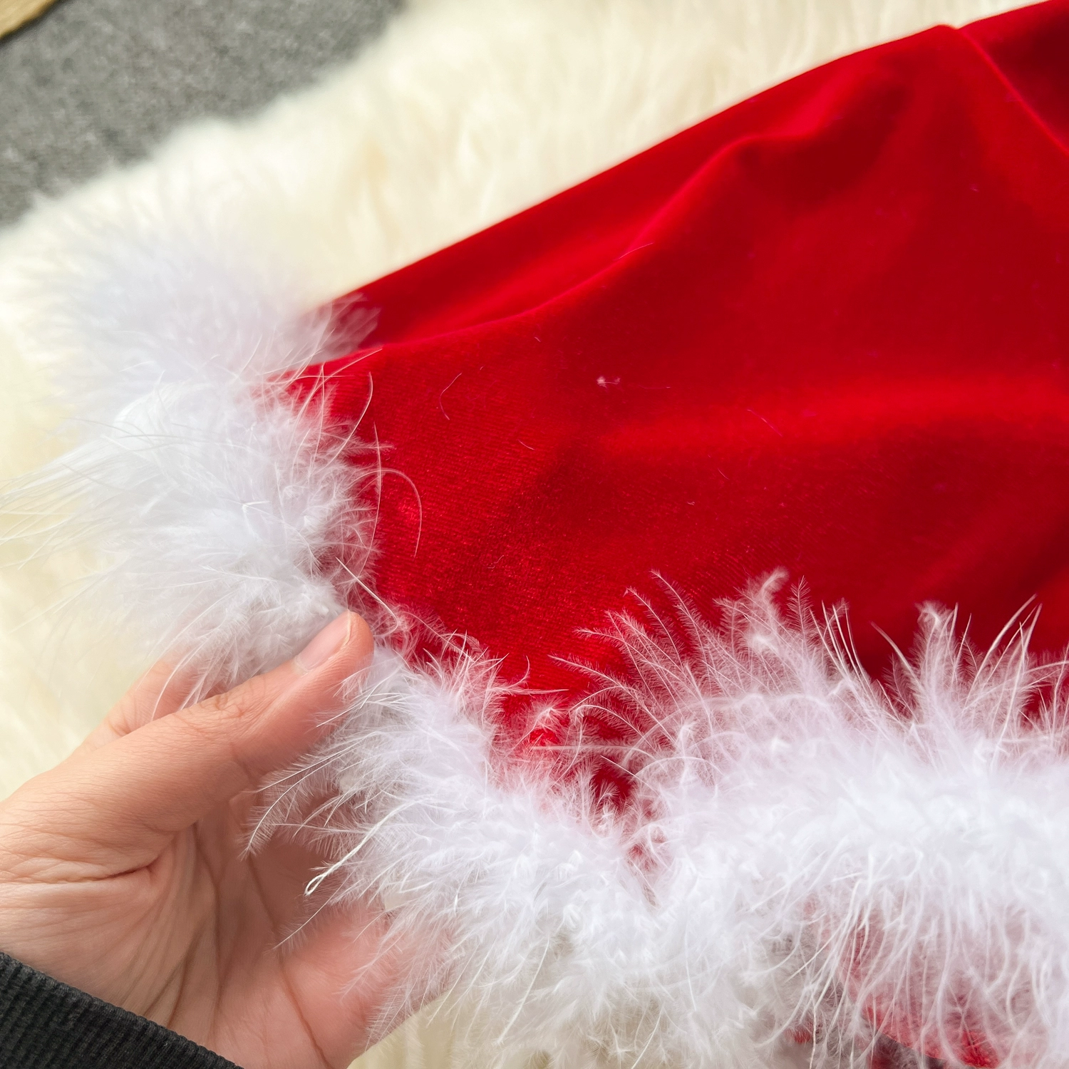 Sexy Camisole A Line Fur Christmas Skirt