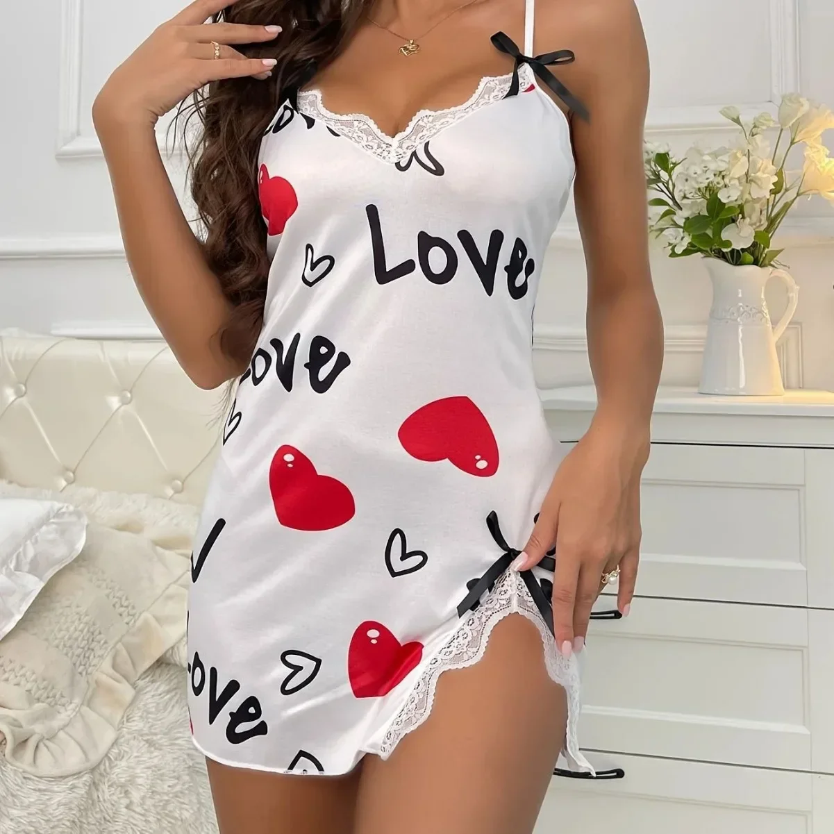 Love Printed Halter Backless Mini Dress